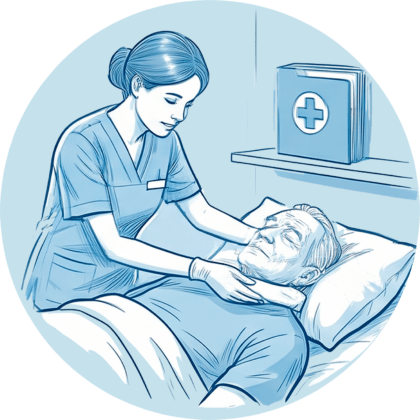 Pflegekraft versorgt einen Patienten nach einem epileptischen Anfall.